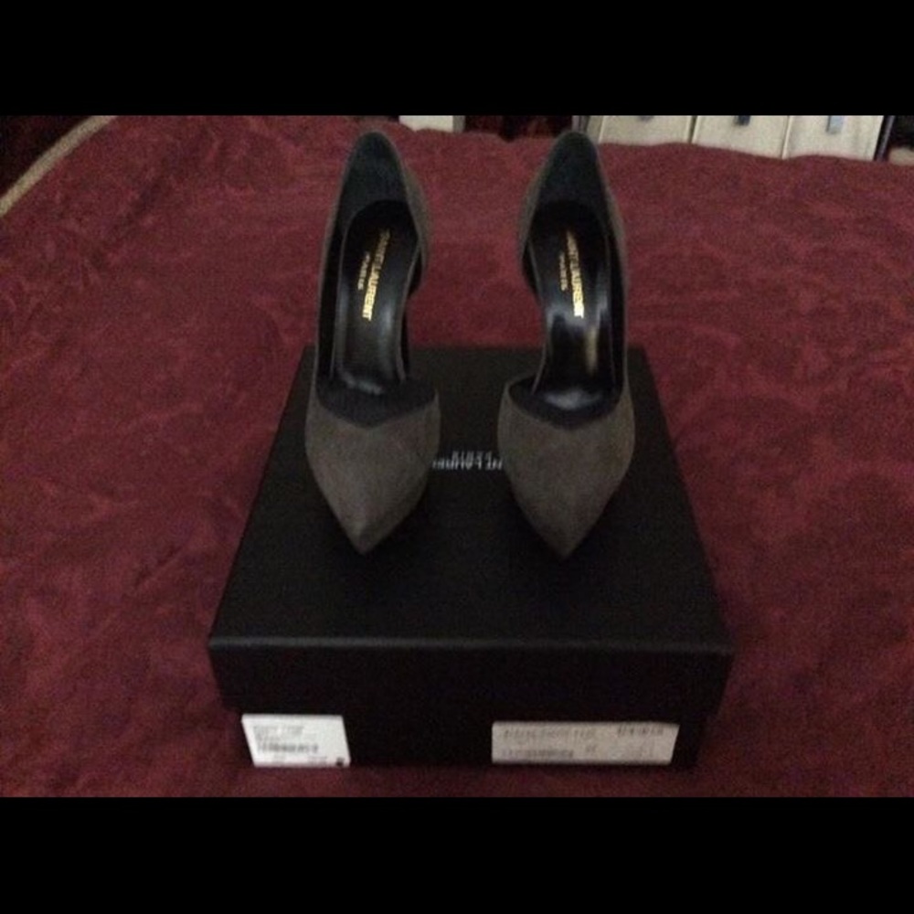 YSL Pumps.  Grey suede.
